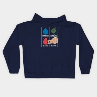 Water, Earth, Fire, Mare (Full Color) Kids Hoodie